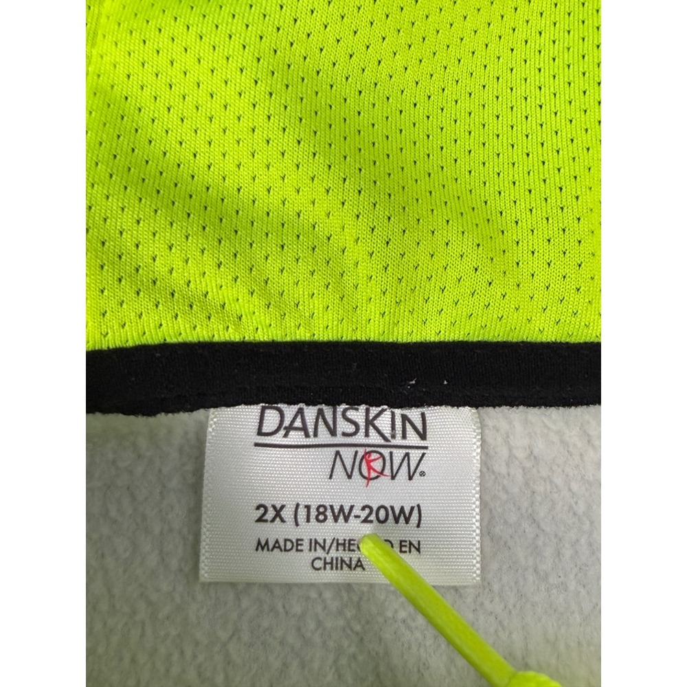Danskin Now Womens 2X Hoodie Full Zip Fleece Jacket Grey Black Neon DNW45662 - Picture 2 of 10